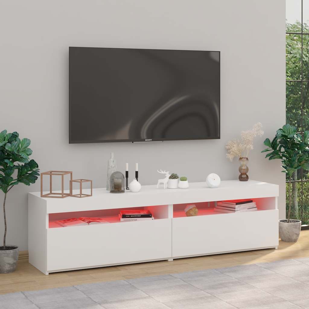 Meubles TV vidaXL 2 pcs avec lumières LED Blanc brillant 75x35x40 cm