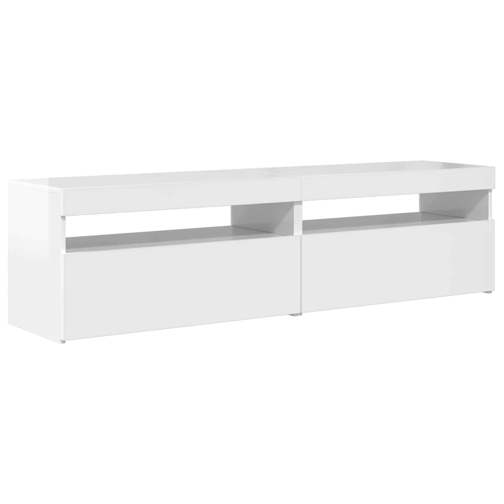 Meubles TV vidaXL 2 pcs avec lumières LED Blanc brillant 75x35x40 cm
