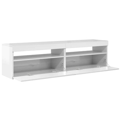 Meubles TV vidaXL 2 pcs avec lumières LED Blanc brillant 75x35x40 cm