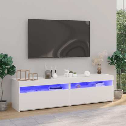 Meubles TV vidaXL 2 pcs avec lumières LED Blanc brillant 75x35x40 cm