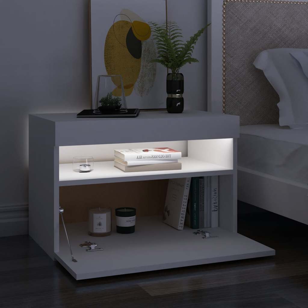 Meuble TV vidaXL avec lumières LED Blanc 60x35x40 cm