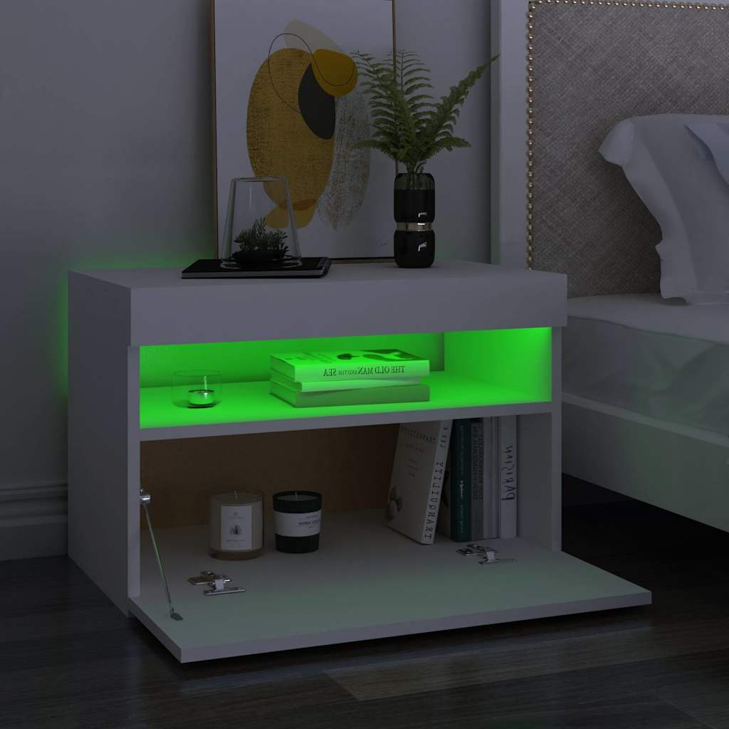 Meuble TV vidaXL avec lumières LED Blanc 60x35x40 cm