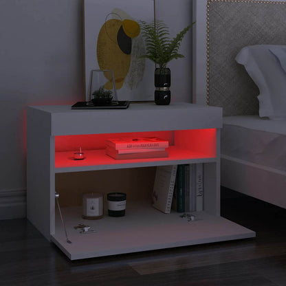 Meuble TV vidaXL avec lumières LED Blanc 60x35x40 cm