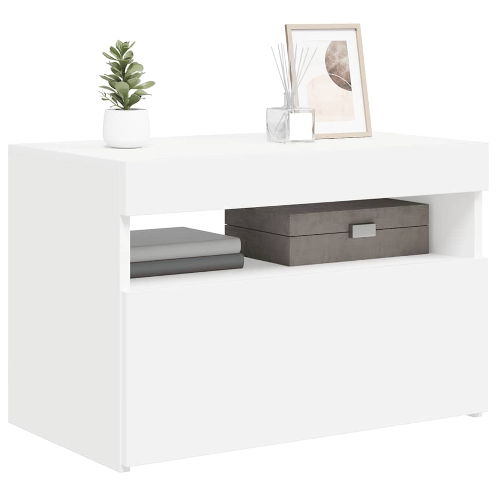 Meuble TV vidaXL avec lumières LED Blanc 60x35x40 cm
