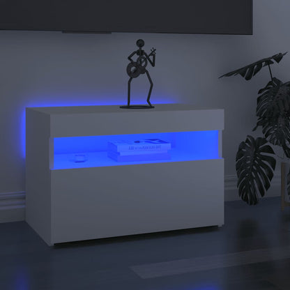 Meuble TV vidaXL avec lumières LED Blanc 60x35x40 cm