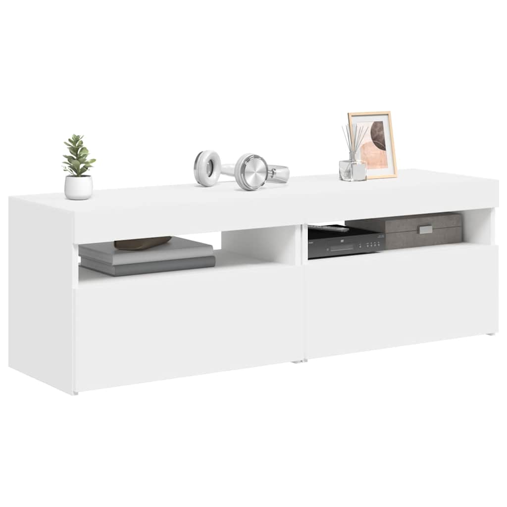 TV-Schränke mit LED-Leuchten 2 Stk. Weiß 60x35x40cm