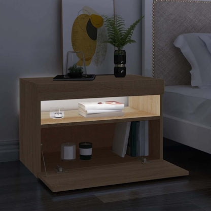 Meuble TV vidaXL avec lumières LED chêne Sonoma 60x35x40 cm