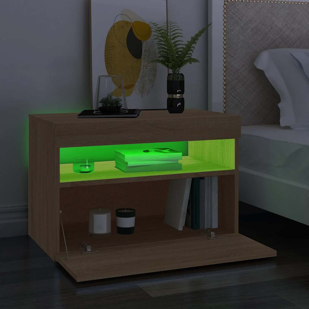 Meuble TV vidaXL avec lumières LED chêne Sonoma 60x35x40 cm