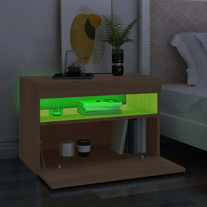 Meuble TV vidaXL avec lumières LED chêne Sonoma 60x35x40 cm