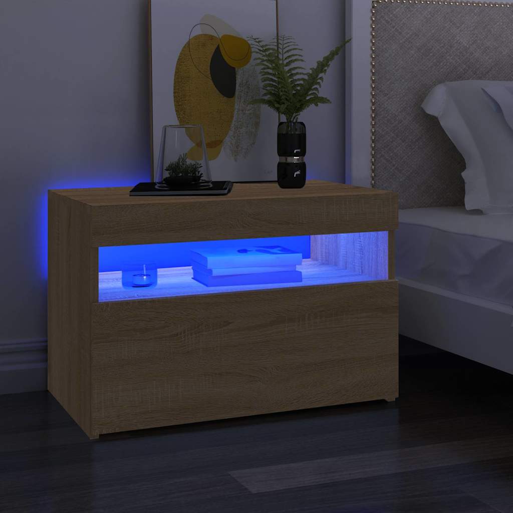 Meuble TV vidaXL avec lumières LED chêne Sonoma 60x35x40 cm