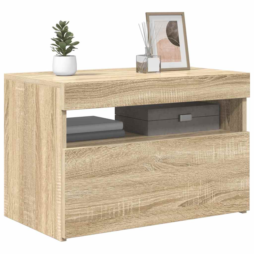 Meuble TV vidaXL avec lumières LED chêne Sonoma 60x35x40 cm