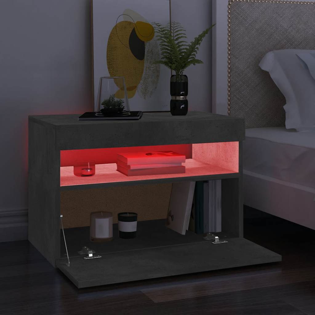 Meuble TV vidaXL avec lumières LED gris béton 60x35x40 cm
