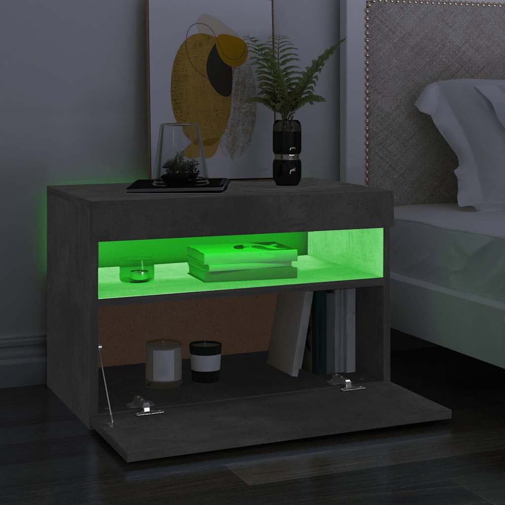Meuble TV vidaXL avec lumières LED gris béton 60x35x40 cm