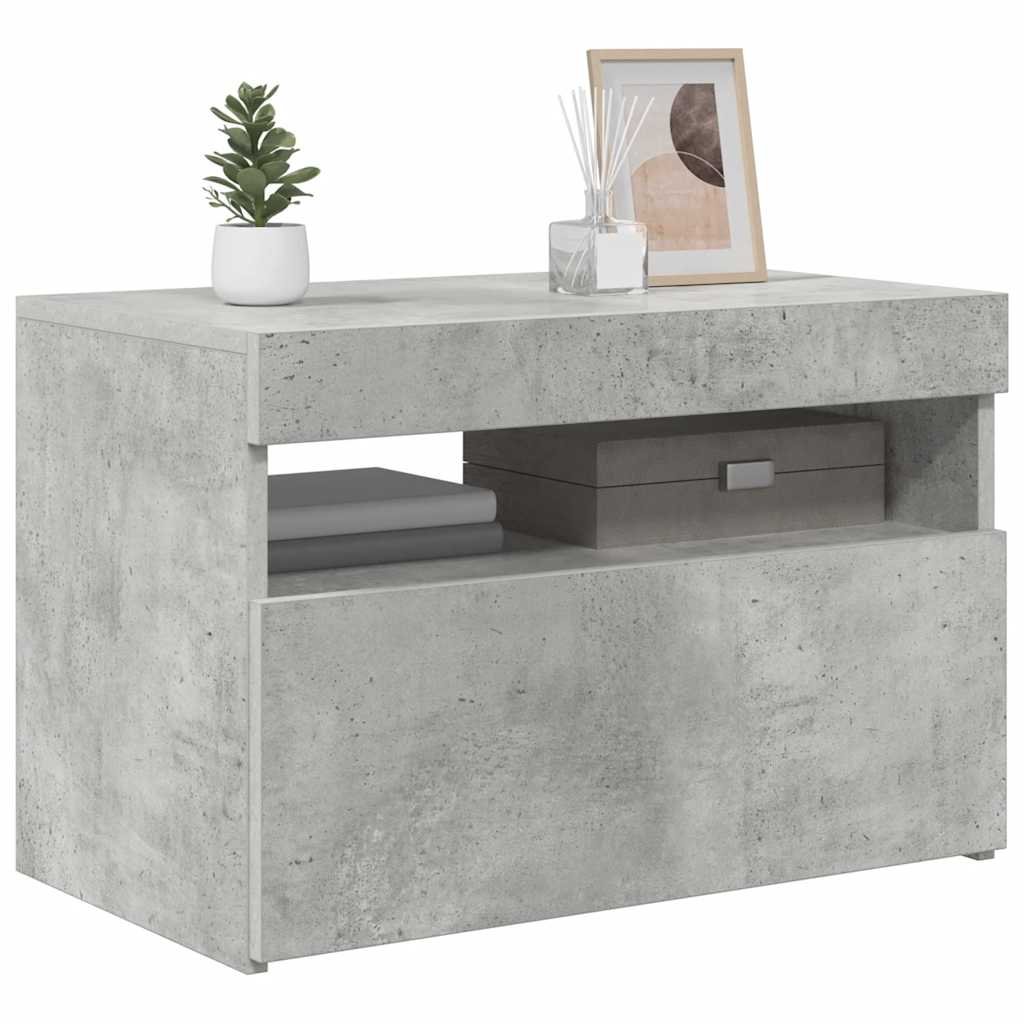 Meuble TV vidaXL avec lumières LED gris béton 60x35x40 cm