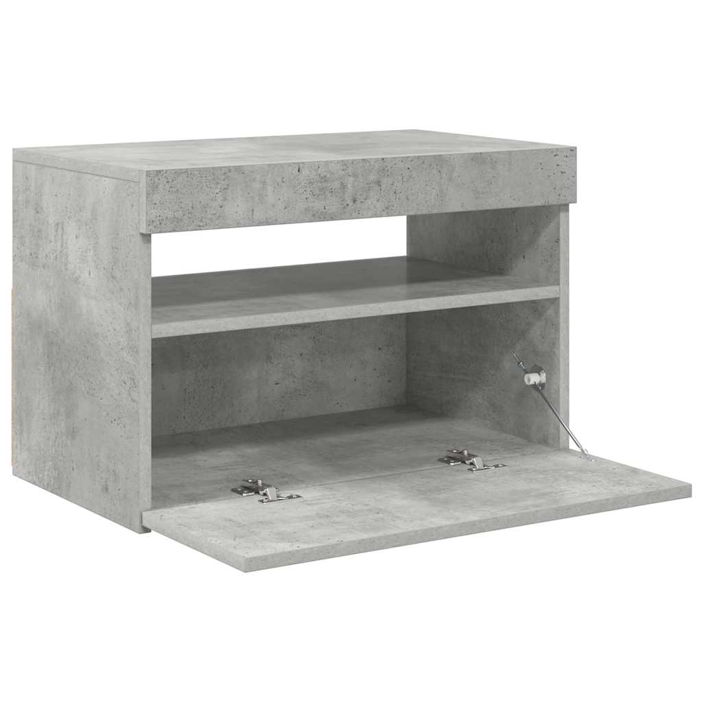 Meuble TV vidaXL avec lumières LED gris béton 60x35x40 cm