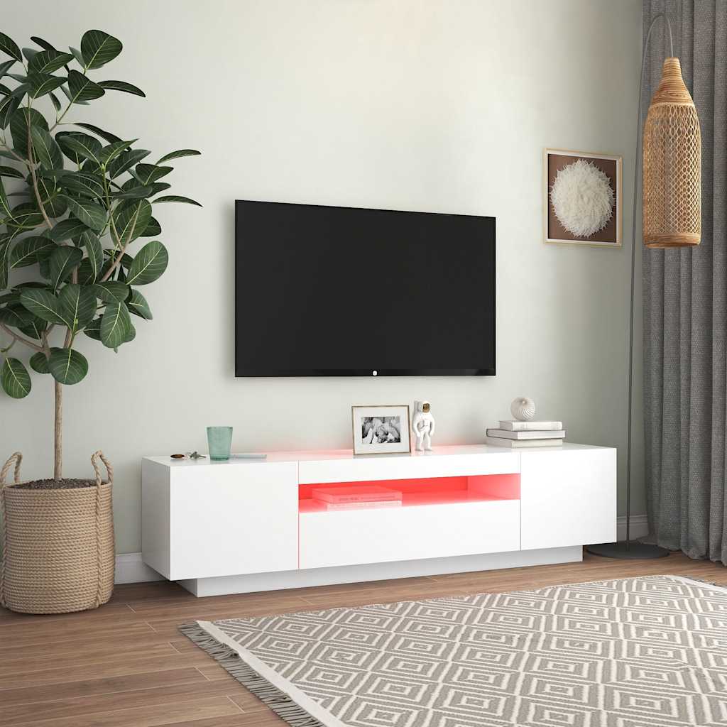 Meuble TV vidaXL avec lumières LED Blanc 160x35x40 cm