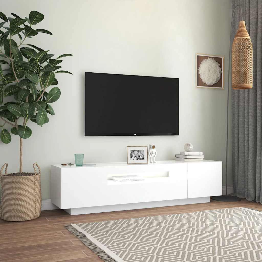 Meuble TV vidaXL avec lumières LED Blanc 160x35x40 cm