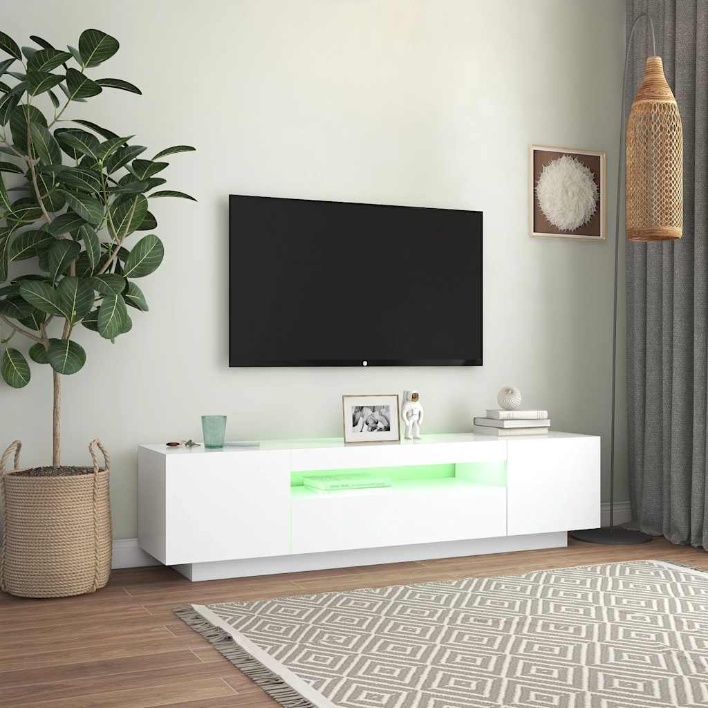Meuble TV vidaXL avec lumières LED Blanc 160x35x40 cm