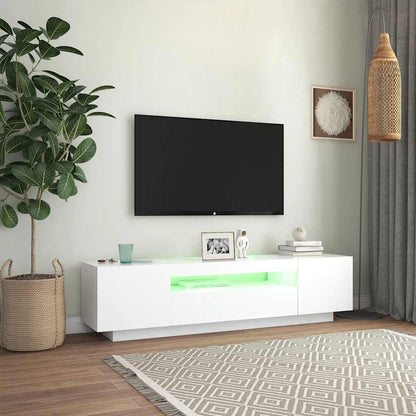 Meuble TV vidaXL avec lumières LED Blanc 160x35x40 cm