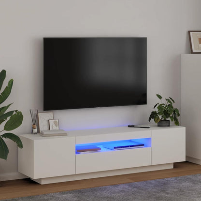 Meuble TV vidaXL avec lumières LED Blanc 160x35x40 cm