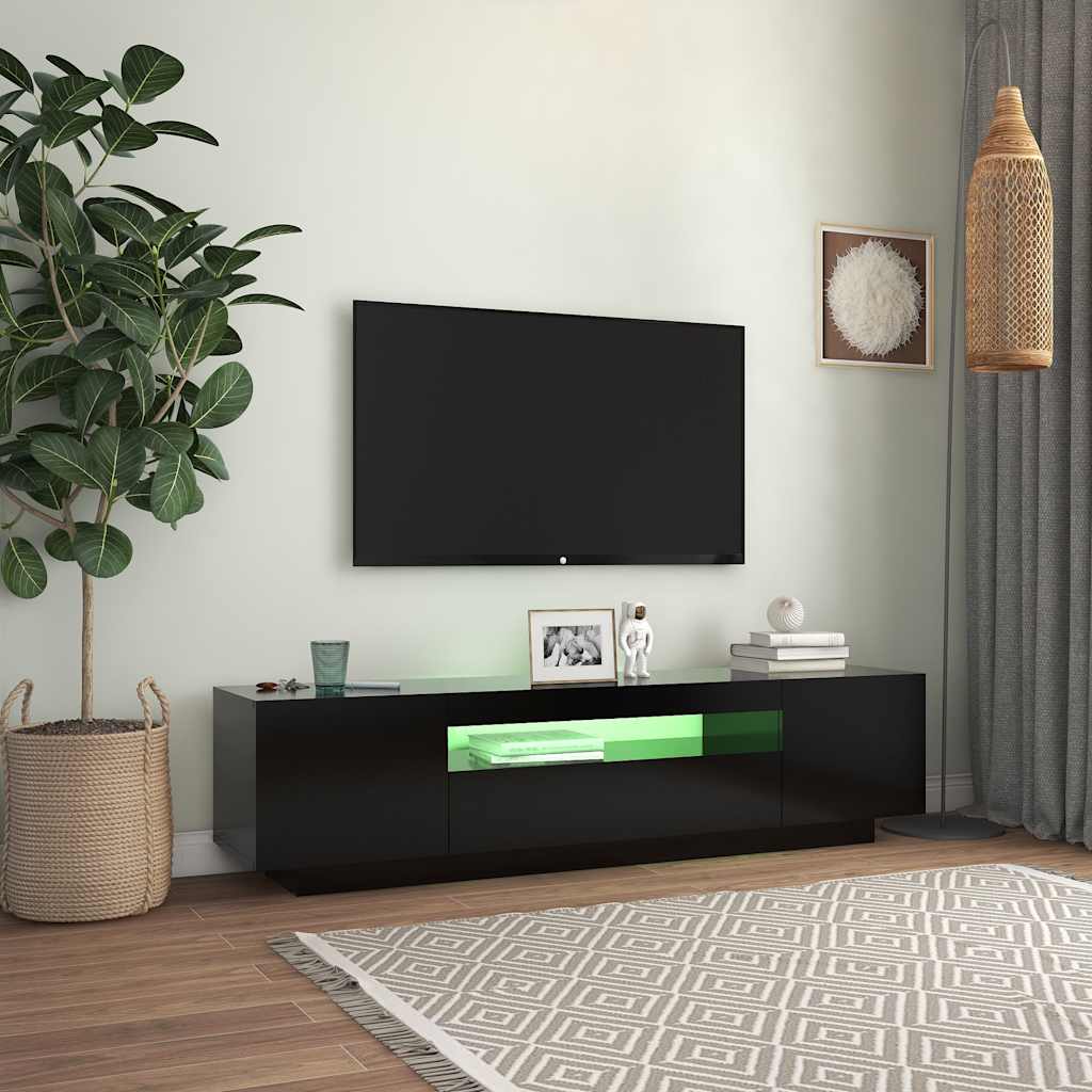 vidaXL Meuble TV avec lumières LED Noir 160x35x40 cm