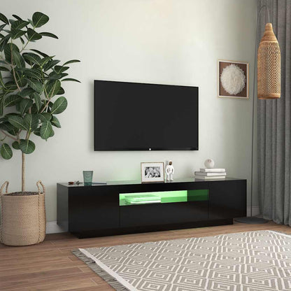 vidaXL Meuble TV avec lumières LED Noir 160x35x40 cm