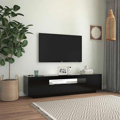 vidaXL Meuble TV avec lumières LED Noir 160x35x40 cm