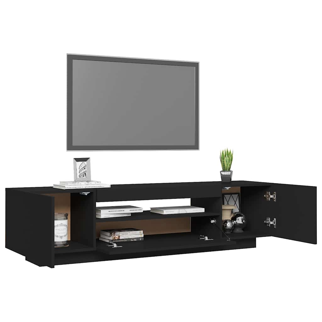 vidaXL Meuble TV avec lumières LED Noir 160x35x40 cm