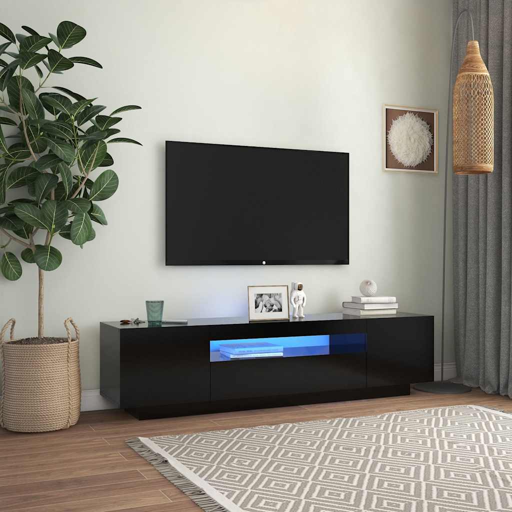 vidaXL Meuble TV avec lumières LED Noir 160x35x40 cm