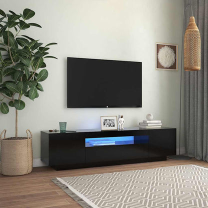 vidaXL Meuble TV avec lumières LED Noir 160x35x40 cm
