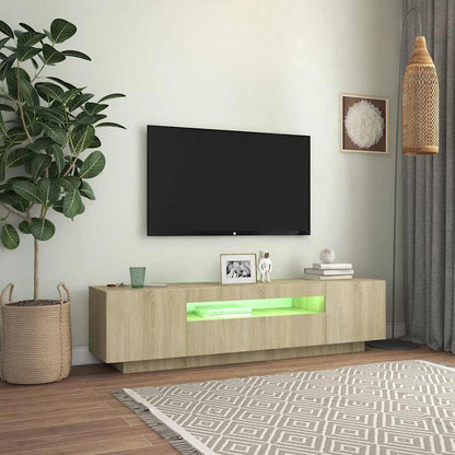 vidaXL Meuble TV avec lumières LED chêne Sonoma 160x35x40 cm
