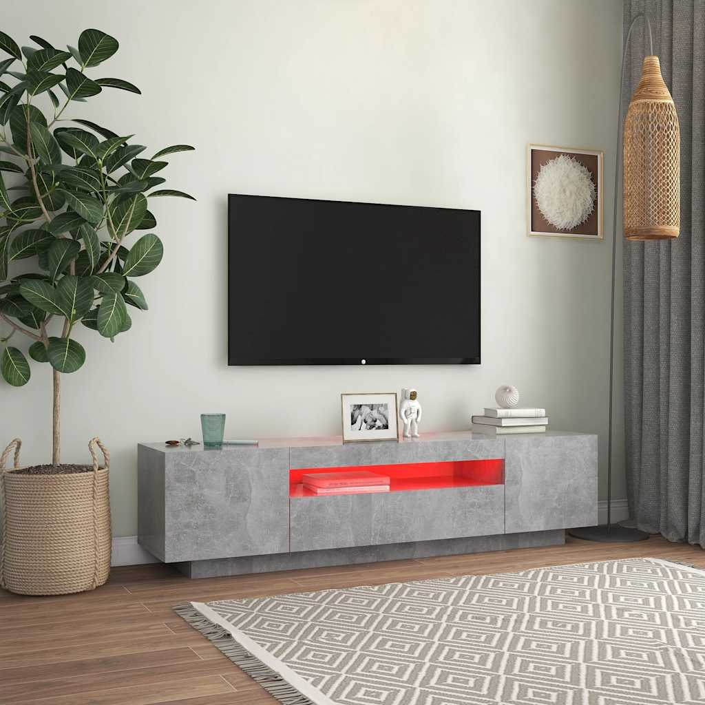 Meuble TV vidaXL avec éclairage LED Gris béton 160x35x40 cm