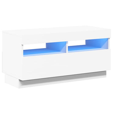 vidaXL Meuble TV avec lumières LED Blanc 80x35x40 cm