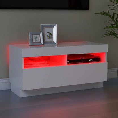 vidaXL Meuble TV avec lumières LED Blanc 80x35x40 cm