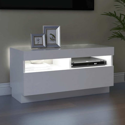 vidaXL Meuble TV avec lumières LED Blanc 80x35x40 cm