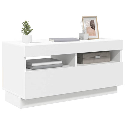 vidaXL Meuble TV avec lumières LED Blanc 80x35x40 cm