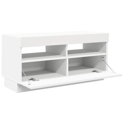 vidaXL Meuble TV avec lumières LED Blanc 80x35x40 cm