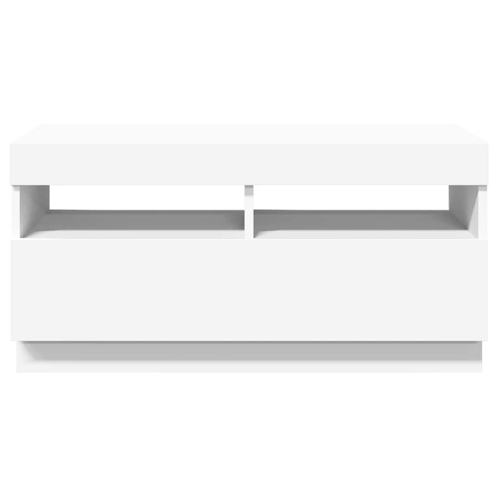 vidaXL Meuble TV avec lumières LED Blanc 80x35x40 cm