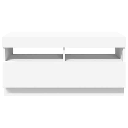 vidaXL Meuble TV avec lumières LED Blanc 80x35x40 cm