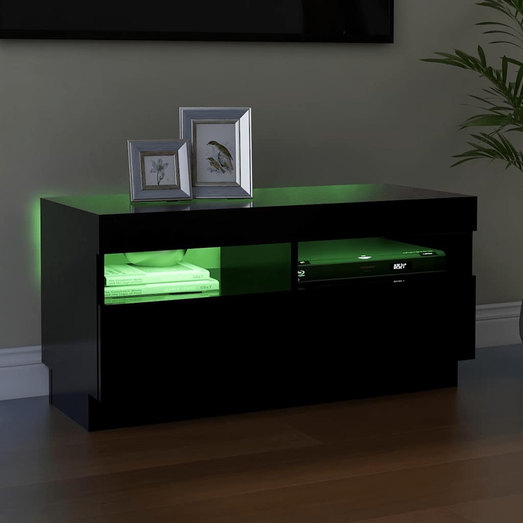 vidaXL Meuble TV avec lumières LED Noir 80x35x40 cm