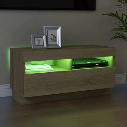 vidaXL Meuble TV avec lumières LED chêne Sonoma 80x35x40 cm
