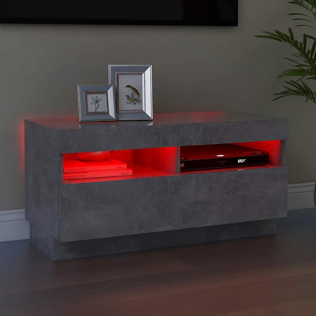 Meuble TV vidaXL avec éclairage LED Gris béton 80x35x40 cm