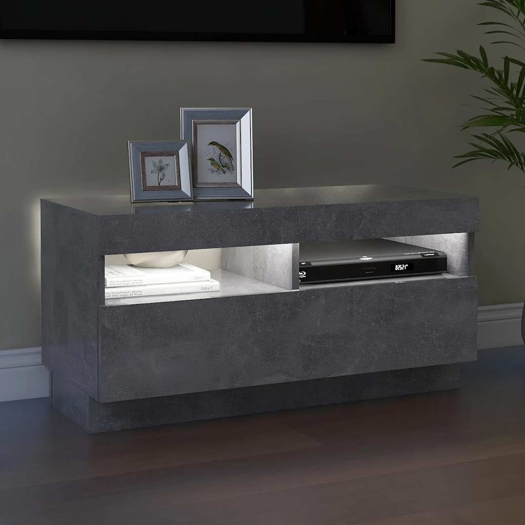 Meuble TV vidaXL avec éclairage LED Gris béton 80x35x40 cm