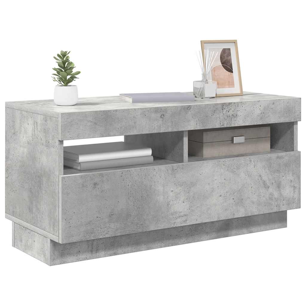 Meuble TV vidaXL avec éclairage LED Gris béton 80x35x40 cm