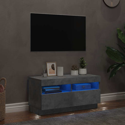 Meuble TV vidaXL avec éclairage LED Gris béton 80x35x40 cm