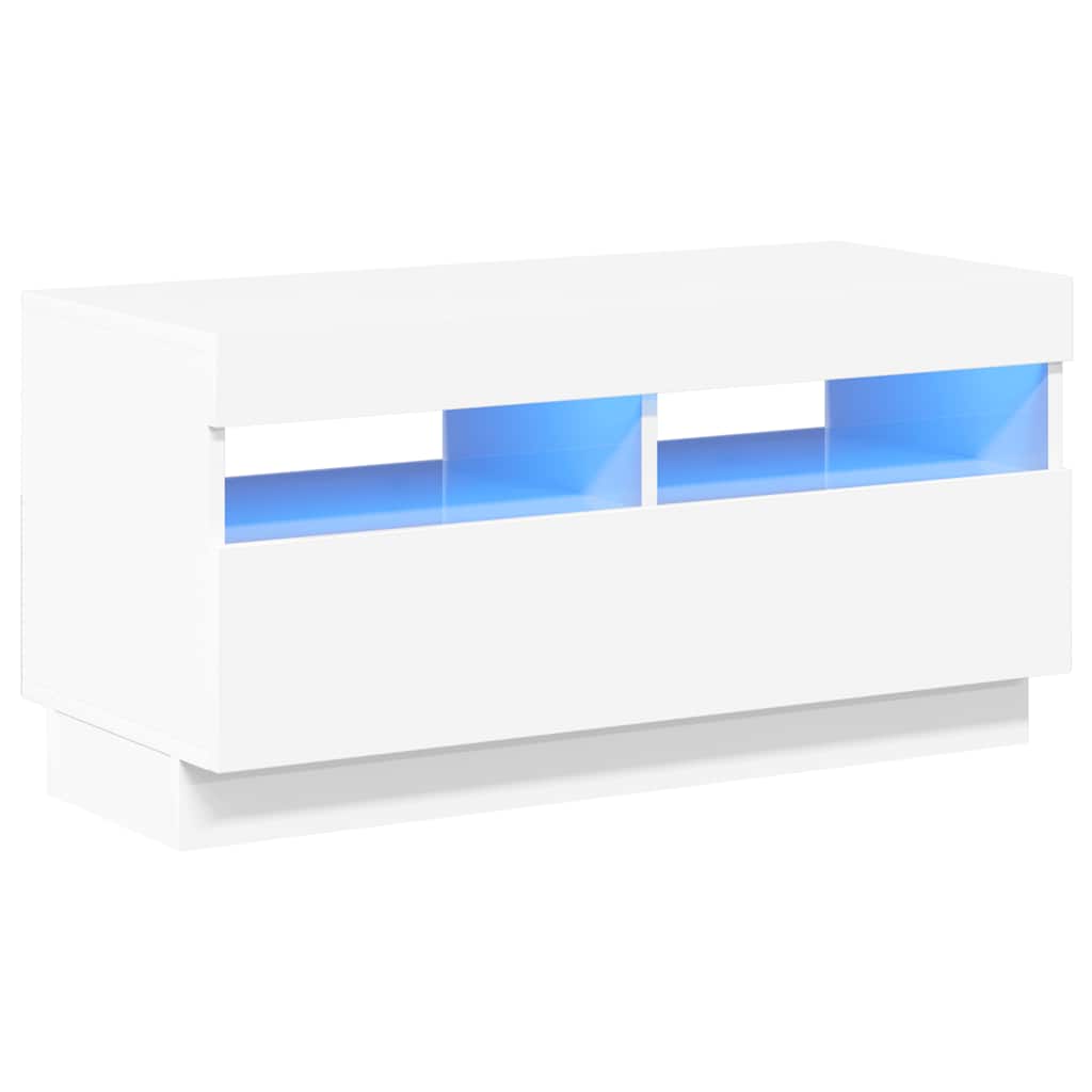 vidaXL TV-Schrank mit LED-Leuchten Hochglanz-Weiß 80x35x40 cm