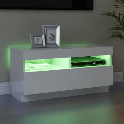 vidaXL TV-Schrank mit LED-Leuchten Hochglanz-Weiß 80x35x40 cm
