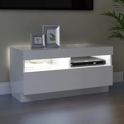 vidaXL TV-Schrank mit LED-Leuchten Hochglanz-Weiß 80x35x40 cm
