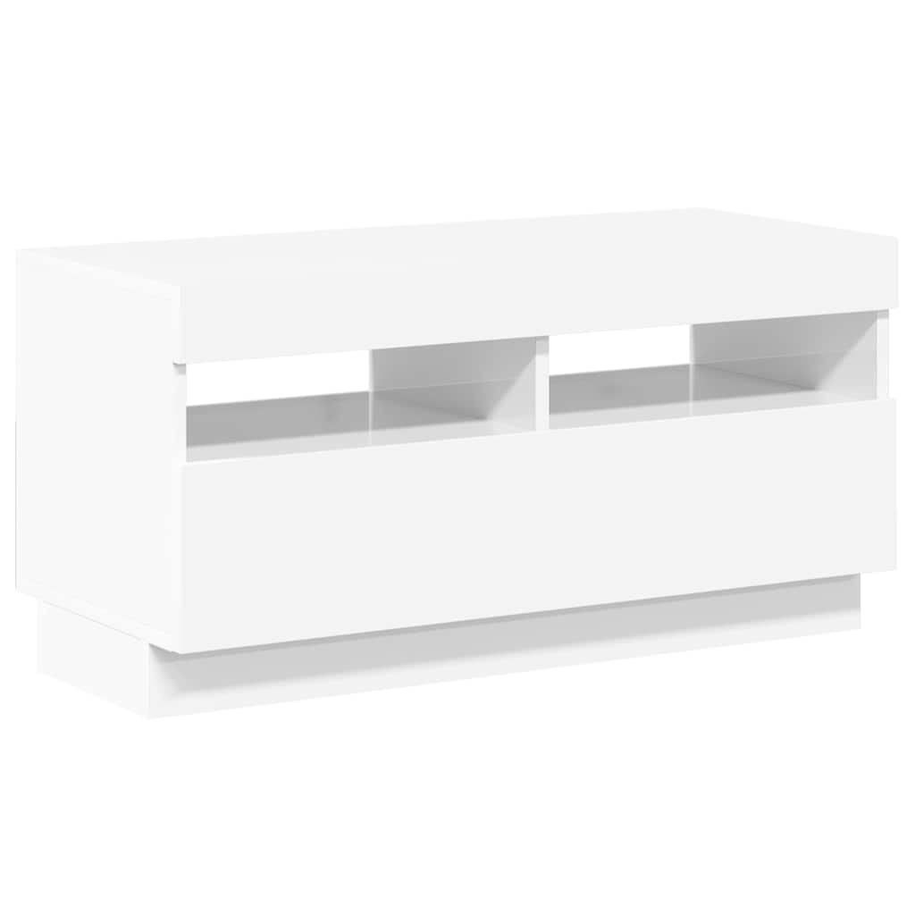 vidaXL TV-Schrank mit LED-Leuchten Hochglanz-Weiß 80x35x40 cm