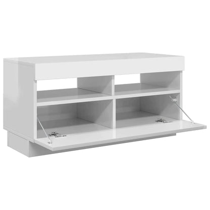 vidaXL TV-Schrank mit LED-Leuchten Hochglanz-Weiß 80x35x40 cm